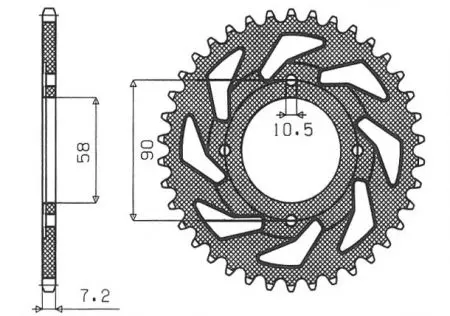 Corona posteriore Sunstar in acciaio SUNR1-2061-56 misura 428 (JTR269.56)-2