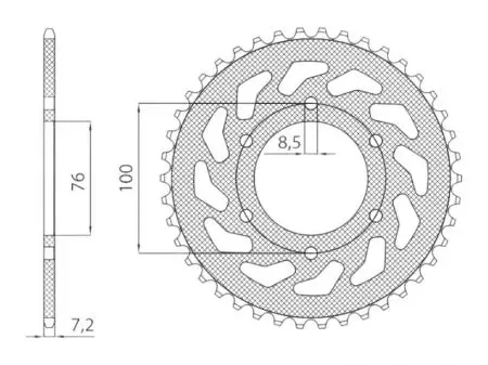 Sunstar baghjulskædehjul i stål SUNR1-2221-48 størrelse 428 (JTR1844.48)-2