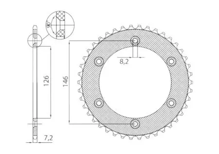 Sunstar bakre kedjehjul i stål SUNR1-2571-50 storlek 428 (JTR805.50) - 1-2571-50