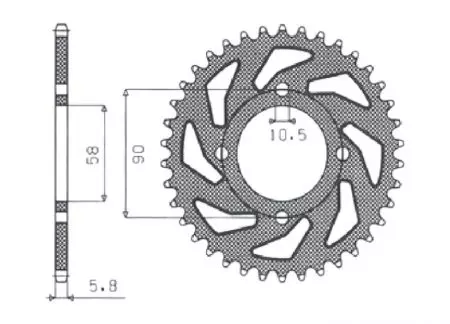 Sunstar bakre kedjehjul i stål SUNR1-3079-44 storlek 520 (JTR273.44)-2