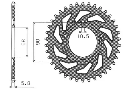 Pignone posteriore Sunstar in acciaio SUNR1-3085-36 misura 520 (JTR604.36)