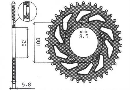 Sunstar baghjul i stål SUNR1-3100-40 størrelse 520 (JTR701.40)-2