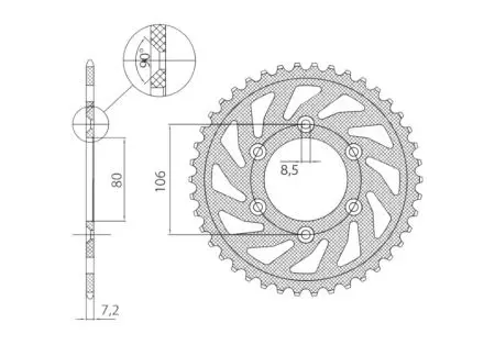 Задно стоманено зъбно колело Sunstar SUNR1-3345-45 размер 520 (JTR22.45) - 1-3345-45