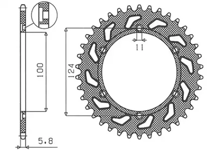 Pignone posteriore Sunstar in acciaio SUNR1-3435-40 misura 520 (JTR735.40)