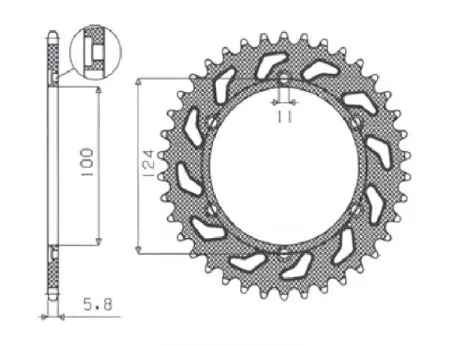 Задно стоманено зъбно колело Sunstar SUNR1-3435-42 размер 520 (JTR735.42)-2