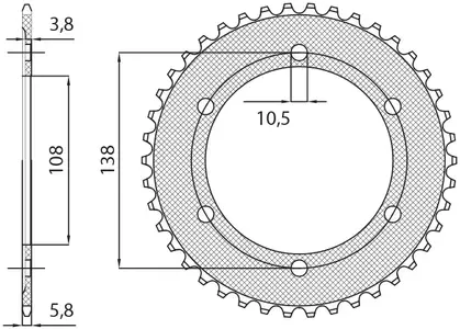 Sunstar baghjul i stål SUNR1-3516-38 størrelse 520 (JTR1220.38) - 1-3516-38