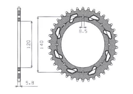 Roda dentada traseira em aço Sunstar SUNR1-3532-42 tamanho 520 (JTR487.42)-1