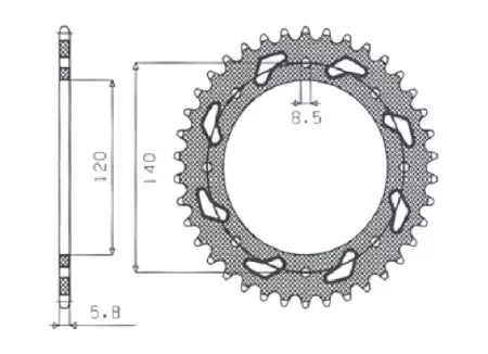 Roda dentada traseira de aço Sunstar SUNR1-3532-46 tamanho 520 (JTR487.46) - 1-3532-46