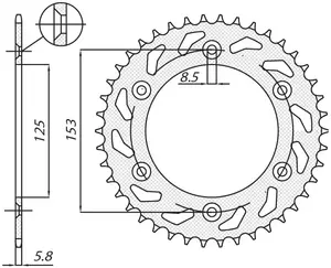 Стоманено задно зъбно колело Sunstar SUNR1-3559-45 размер 520 (JTR210.45)-2