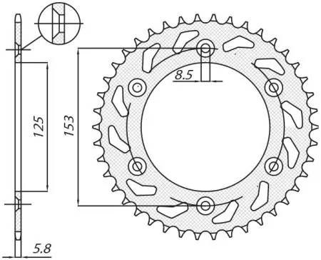 Sunstar bakre kedjehjul i stål SUNR1-3559-51 storlek 520 (JTR210.51)-2
