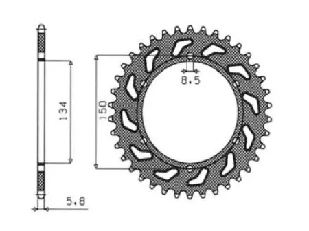 Pignone posteriore Sunstar in acciaio SUNR1-3619-42 misura 520 (JTR460.42)-2