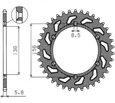 Pignone posteriore Sunstar in acciaio SUNR1-3631-38 misura 520 (JTR822.38)-2