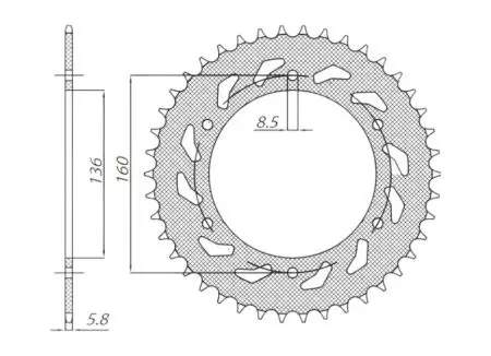 Задно стоманено зъбно колело Sunstar SUNR1-3637-47 размер 520 (JTR5.47) - 1-3637-47