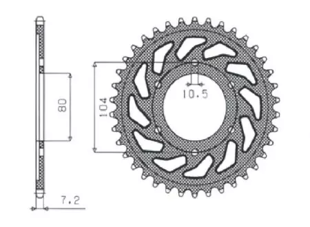 Roda dentada traseira de aço Sunstar SUNR1-4347-39 tamanho 525 (JTR1489.39) - 1-4347-39