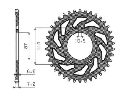 Pignone posteriore Sunstar in acciaio SUNR1-4386-45 misura 525 (JTR807.45)-2