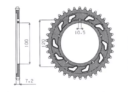 Задно стоманено зъбно колело Sunstar SUNR1-4430-40 размер 525 (JTR702.40)-2