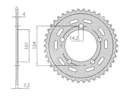 Roda dentada traseira de aço Sunstar SUNR1-4442-38 tamanho 525 (JTR898.38) - 1-4442-38
