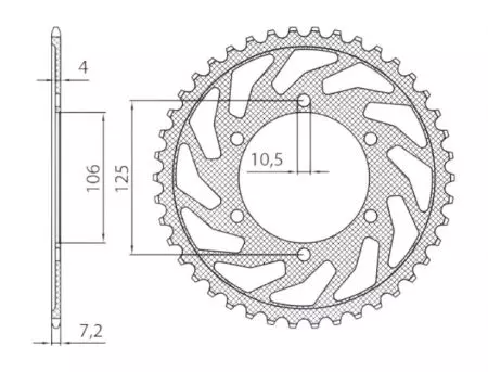 Roda dentada traseira de aço Sunstar SUNR1-4448-47 tamanho 525 (JTR2014.47) - 1-4448-47
