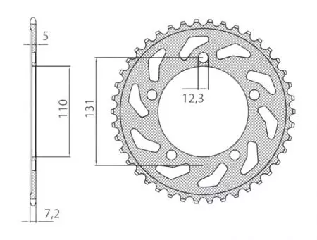 Roda dentada traseira de aço Sunstar SUNR1-4467-45 tamanho 525 (JTR7.45)-2