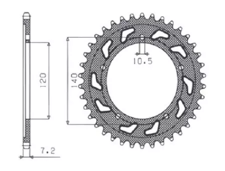 Pignone posteriore Sunstar in acciaio SUNR1-4499-41 misura 525 (JTR1792.41)