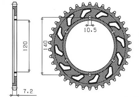 Pignone posteriore Sunstar in acciaio SUNR1-4523-44 misura 525 (JTR498.44)-2