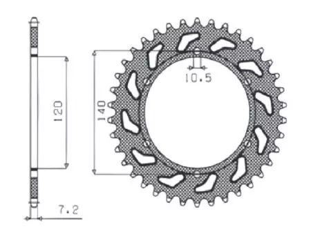 Corona posteriore Sunstar in acciaio SUNR1-4529-39 misura 525 (JTR498.39)-2