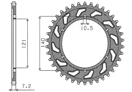Pignone posteriore Sunstar in acciaio SUNR1-4536-45 misura 525 (Esjot 50-29033-45) - 1-4536-45