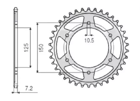 Pignon arrière Sunstar en acier SUNR1-4553-42 taille 525 (JTR899.42)-2
