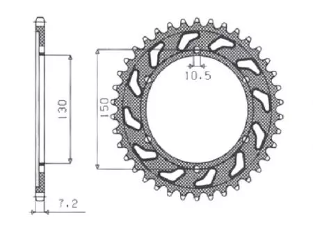 Sunstar bakre kedjehjul i stål SUNR1-4598-44 storlek 525 (JTR300.44)-1