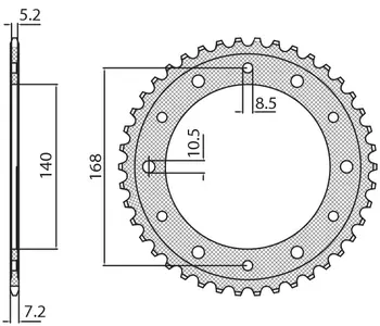 Roda dentada traseira de aço Sunstar SUNR1-4656-42 tamanho 525 (JTR6.42) - 1-4656-42