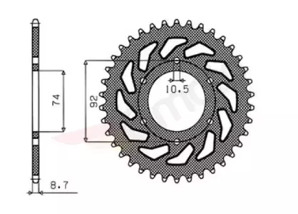 Sunstar baghjul i stål SUNR1-5202-45 størrelse 530 (JTR856.45) - 1-5202-45