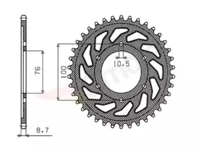 Stahlkettenrad Sunstar hinten SUNR1-5226-38 Größe 530 (JTR816.38)-1
