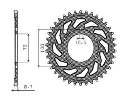 Sunstar baghjulskædehjul i stål SUNR1-5226-44 størrelse 530 (JTR816.44)-2