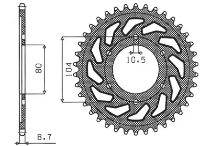 Roda dentada traseira de aço Sunstar SUNR1-5353-42 tamanho 530 (JTR488.42)