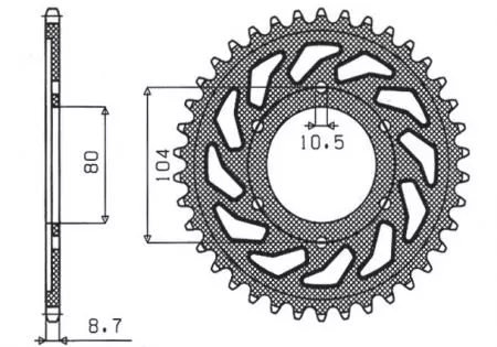 Roda dentada traseira de aço Sunstar SUNR1-5353-42 tamanho 530 (JTR488.42)-2