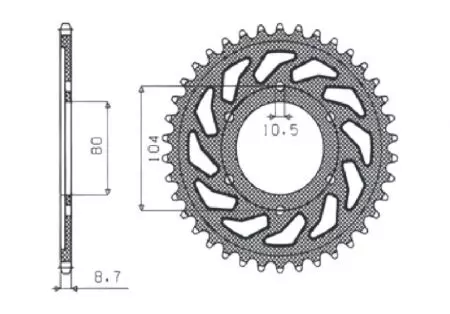 Roda dentada traseira de aço Sunstar SUNR1-5353-44 tamanho 530 (JTR488.44) - 1-5353-44