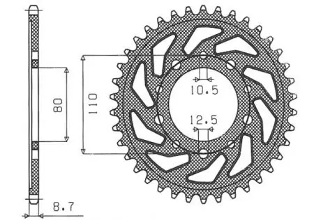 Pignone posteriore Sunstar in acciaio SUNR1-5363-40 misura 530 (JTR1334.40)-2