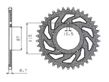 Sunstar baghjulskædehjul i stål SUNR1-5383-47 størrelse 530 (JTR829.47)-2