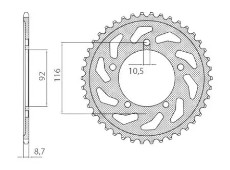 Roda dentada traseira de aço Sunstar SUNR1-5405-41 tamanho 530 (JTR1493.41) - 1-5405-41