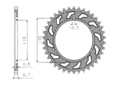Задно стоманено зъбно колело Sunstar SUNR1-5474-42 размер 530 (JTR479.42) - 1-5474-42