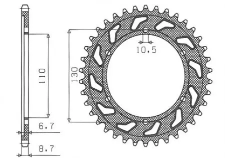 Pignone posteriore Sunstar in acciaio SUNR1-5480-39 misura 530 (JTR479.39)-2