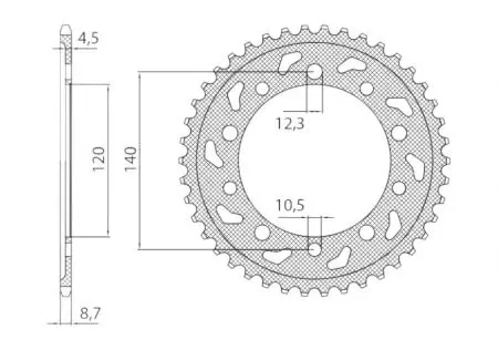 Sunstar baghjulskædehjul i stål SUNR1-5500-40 størrelse 530 (JTR1800.40)-2