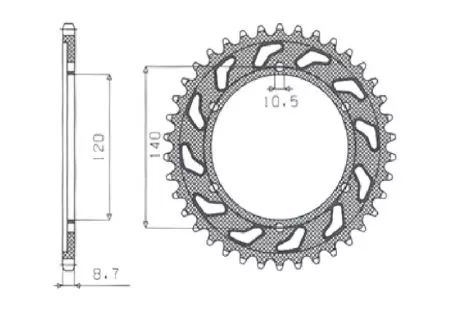 Roda dentada traseira de aço Sunstar SUNR1-5526-40 tamanho 530 (JTR499.40)-2