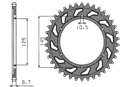 Roda dentada traseira de aço Sunstar SUNR1-5544-46 tamanho 530 (JTR865.46)-1