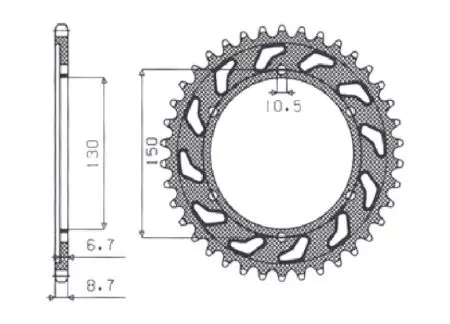 Sunstar bakre kedjehjul i stål SUNR1-5601-40 storlek 530 (JTR859.40) - 1-5601-40