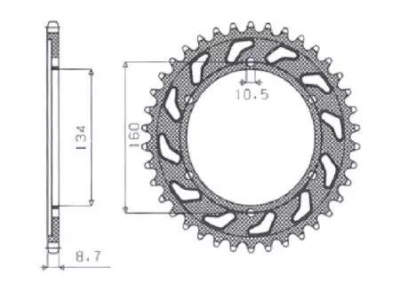 Pignone posteriore Sunstar in acciaio SUNR1-5635-40 misura 530 (JTR1306.40)-2