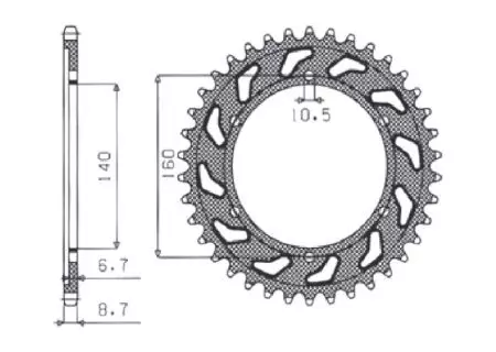 Sunstar baghjul i stål SUNR1-5652-45 størrelse 530 (JTR502.45)-2
