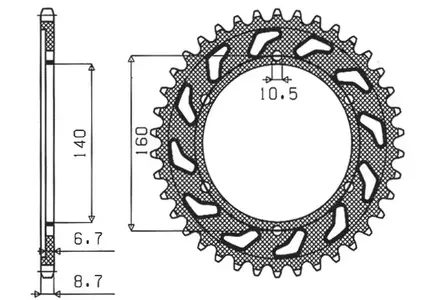 Pignone posteriore Sunstar in acciaio SUNR1-5652-48 misura 530 (JTR502.48)-1