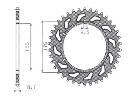 Pignone posteriore Sunstar in acciaio SUNR1-5698-42 misura 530 (JTR2011.42)-2