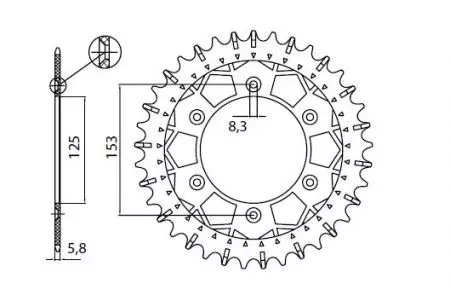Sunstar Works-Z stål tandhjul bagpå SUNR3-3559-48 størrelse 520 (JTR210.48)-2